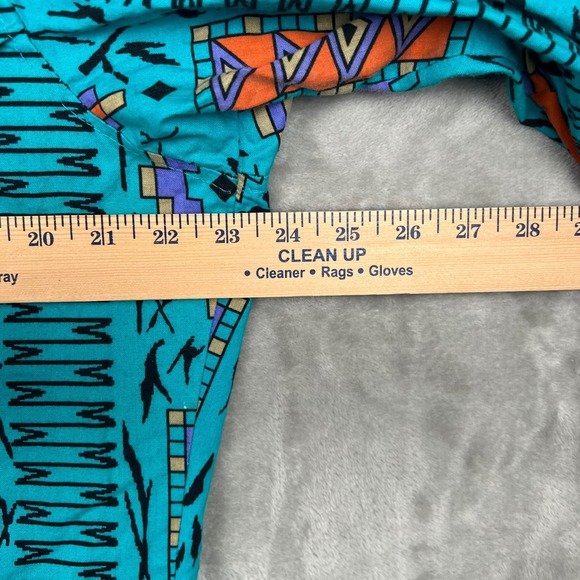 Wrangler Cowboy Cut Aztec Western Shirt Mens 16.5-35 Turquoise Geometric Cotton - Picture 10 of 12